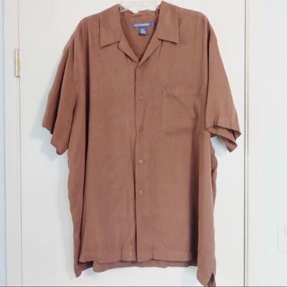 Quick Reflex Terra Cotta Short Sleeve Button Up Shirt - Picture 1 of 5